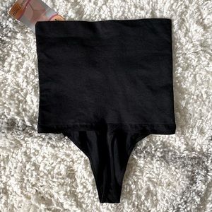 INTECO INTIMATES black shaper thong tummy control high waist smooth Shapewear